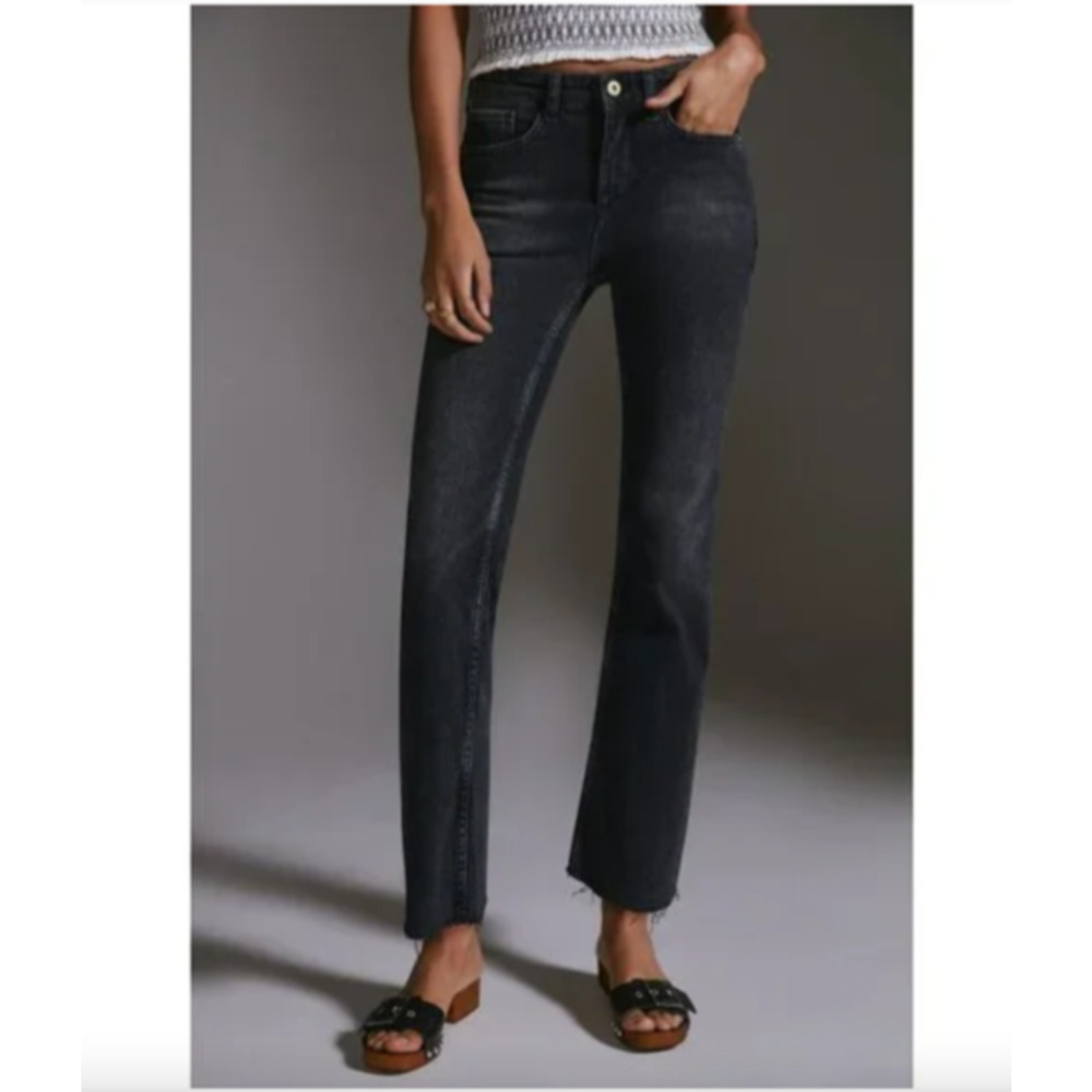 Pilcro The Yaya Black Denim Jeans size 28 cotton blend, raw hem, casual, outdoor